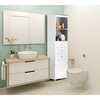 Basicwise Tall Freestanding Linen Tower, Bathroom Cabinet with 2 Open shelves, 3 Drawers, and a Closet, White QI004611.WT